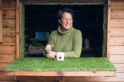 Sarah Mead with a cup of tea