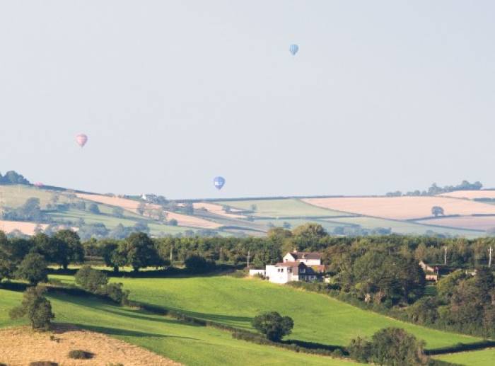 Yeo Valley Farms View with Hot Air Balloons