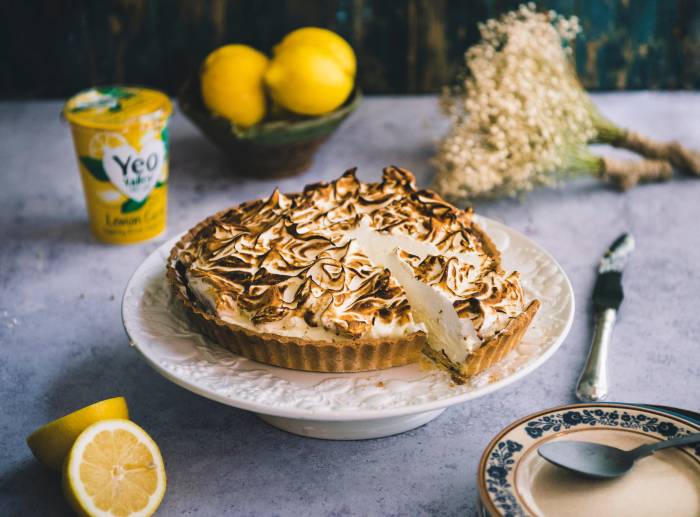 Lemon Meringue Pie made with organic lemon curd yogurt