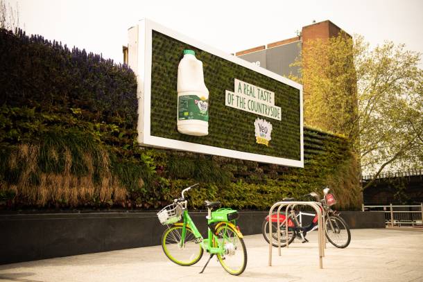 Yeo Valley organic milk on a living billboard in London